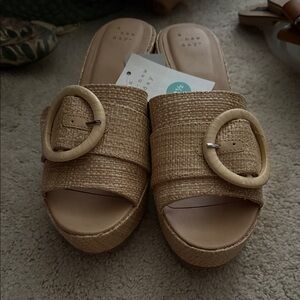 Target Beige Woven Slide Sandals with Buckle